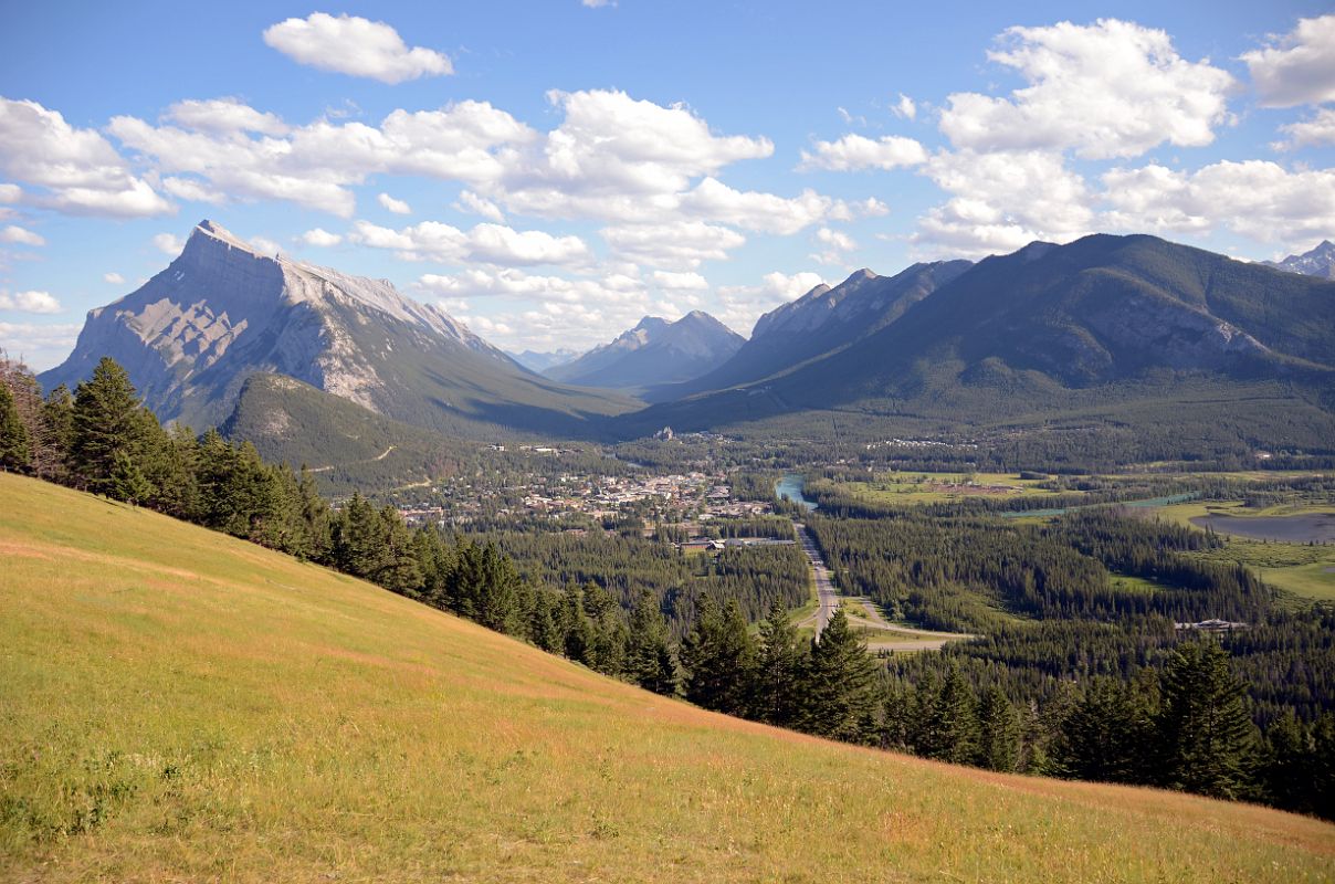 01 Mount Rundle, Banff and Sulphur Mountain From Viewpoint on Mount Norquay Road In Summer